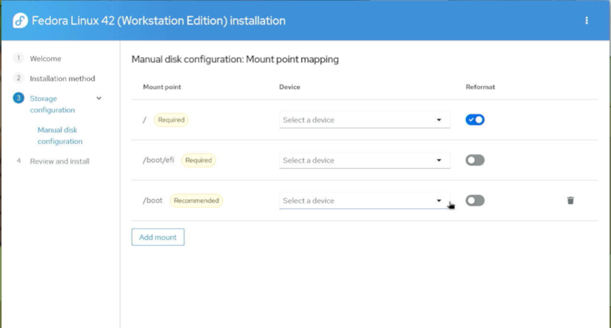 Fedora Workstation 42 – Web Tabanlı Kurulum Rehberi